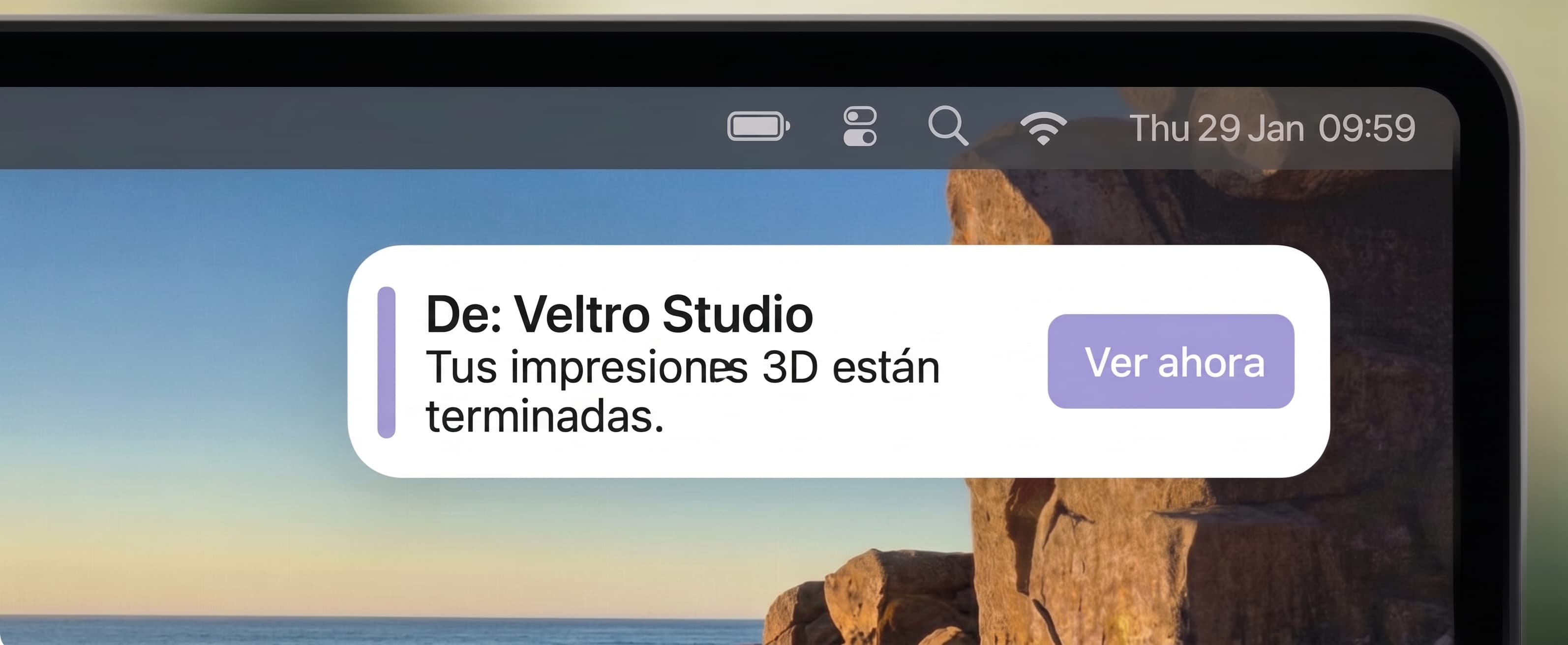 Notificación avisando que tus impresiones 3D están terminadas